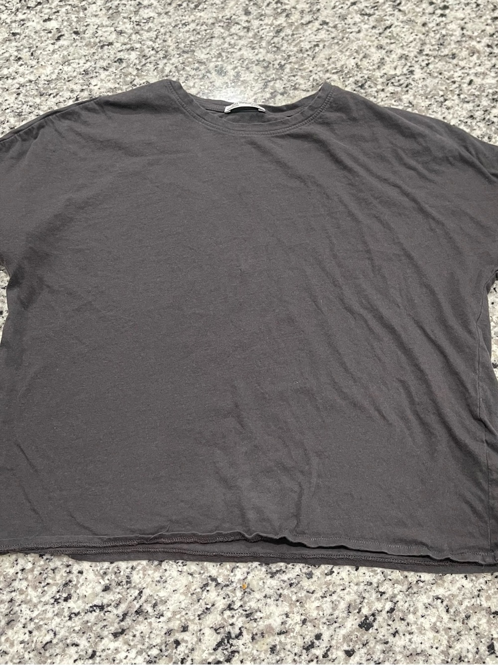 Zara Crew Neck T-Shirt in Charcoal Gray Size Small